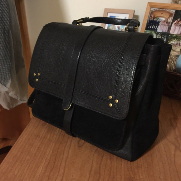 JEROME DREYFUSS Edouard Lambskin & Suede Black Bag - Picture 8 of 8